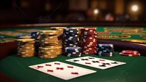 melbeit Baccarat ကတ်ဂိမ်း Table ပေါ်တွင် ကစားနေသောပုံ